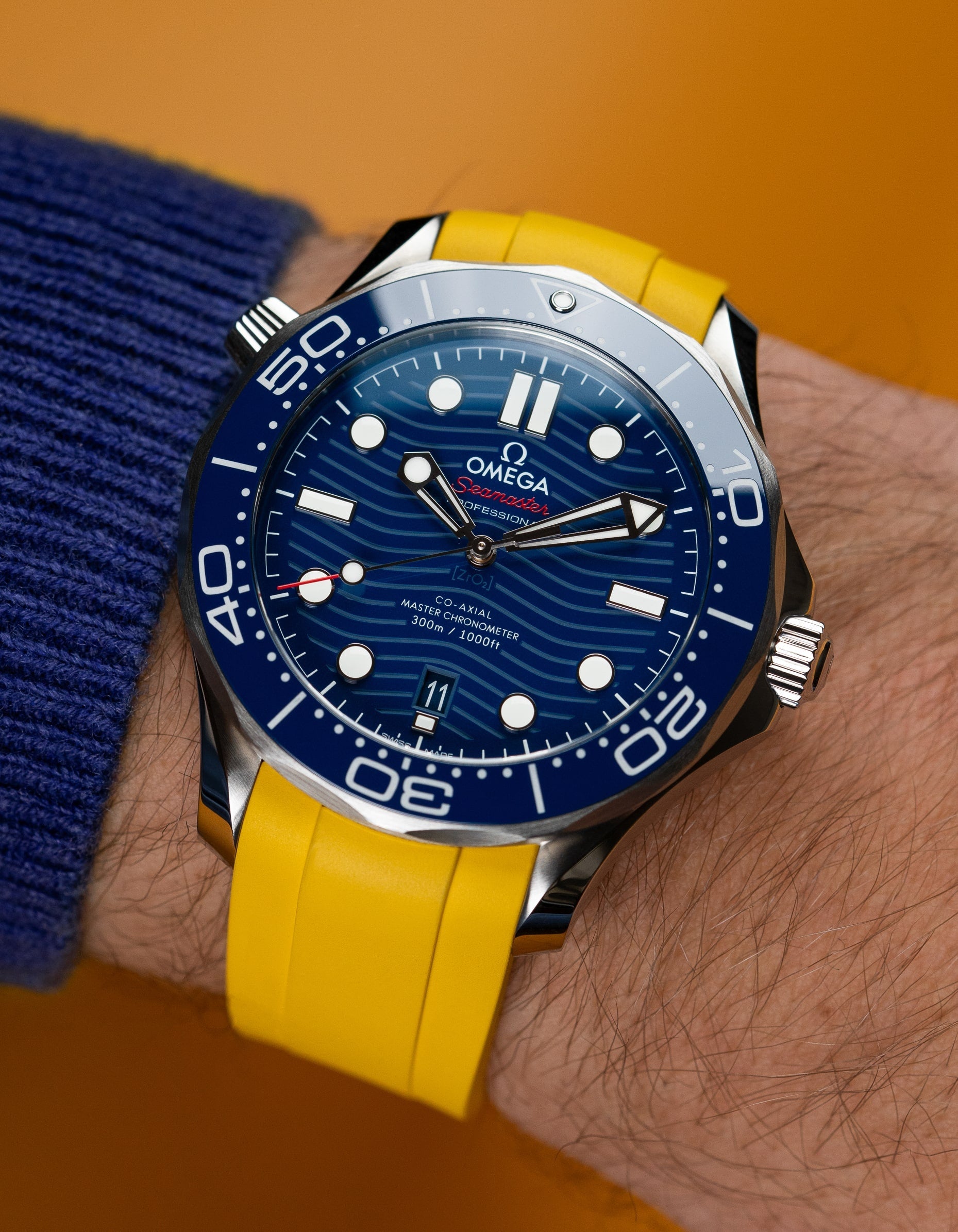 FKM Rubber Strap for Omega Seamaster 300 Diver - Yellow