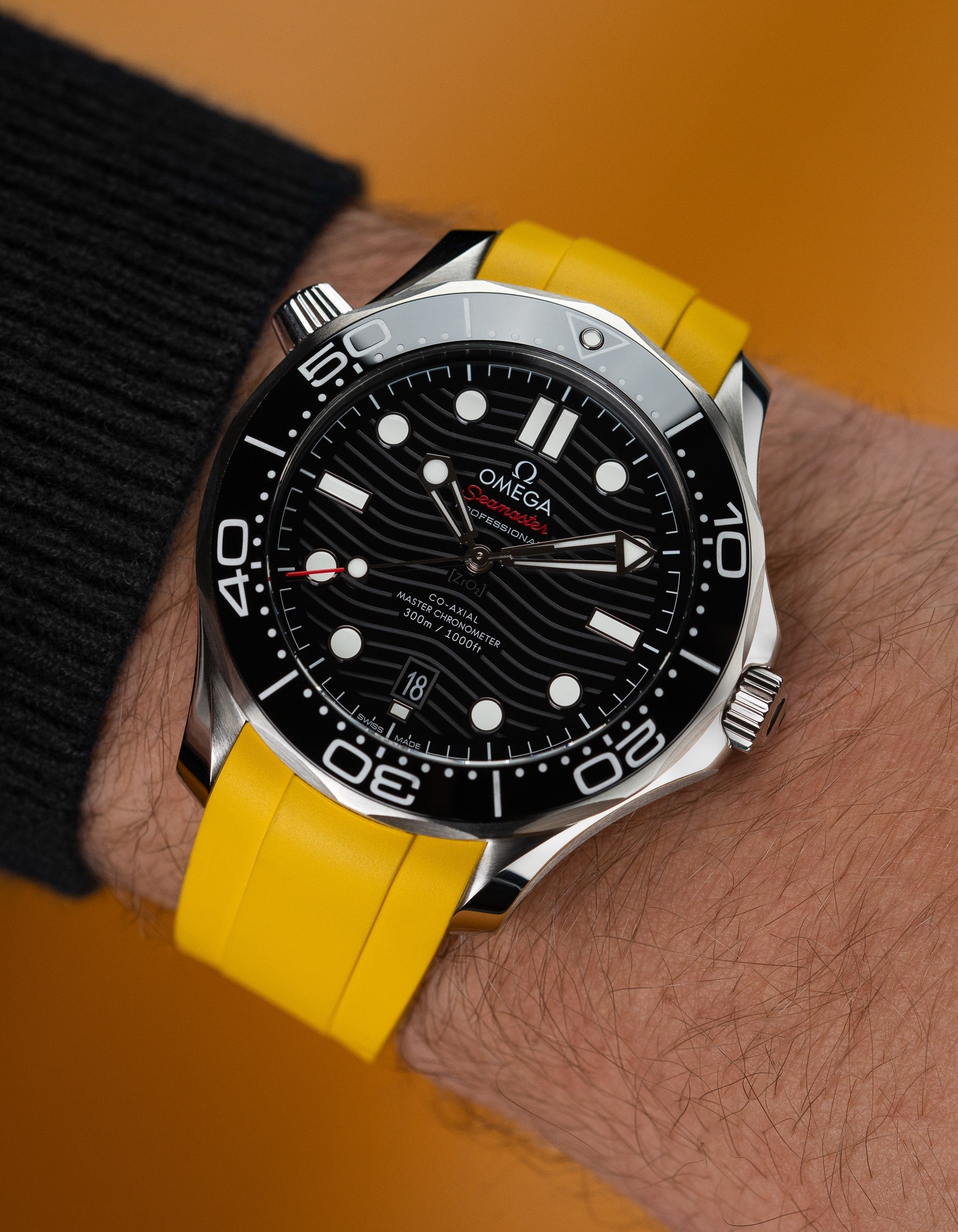 FKM Rubber Strap for Omega Seamaster 300 Diver - Yellow