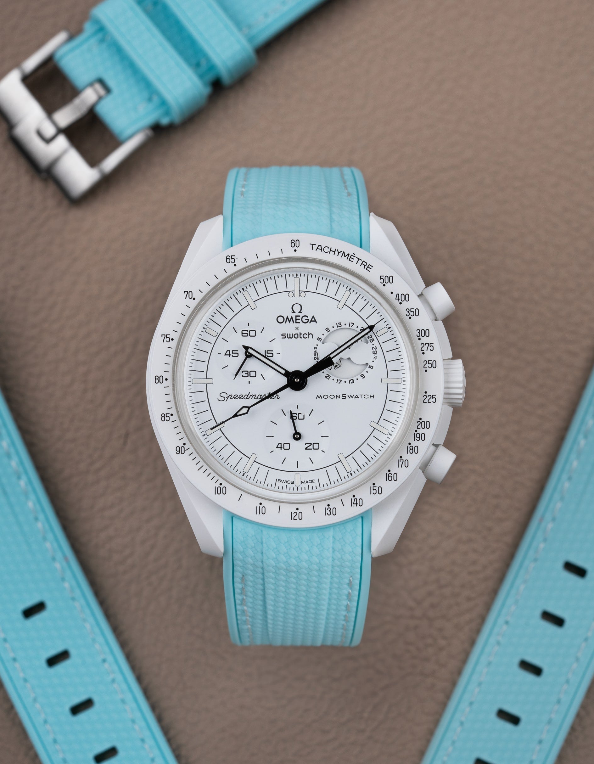 Curved Premium Rubber Strap - Turquoise