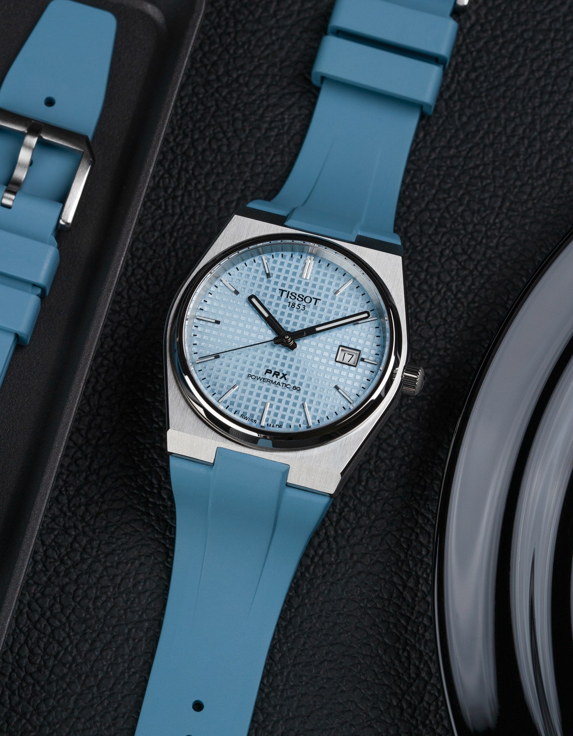 FKM Rubber Strap For Tissot PRX - Ice Blue