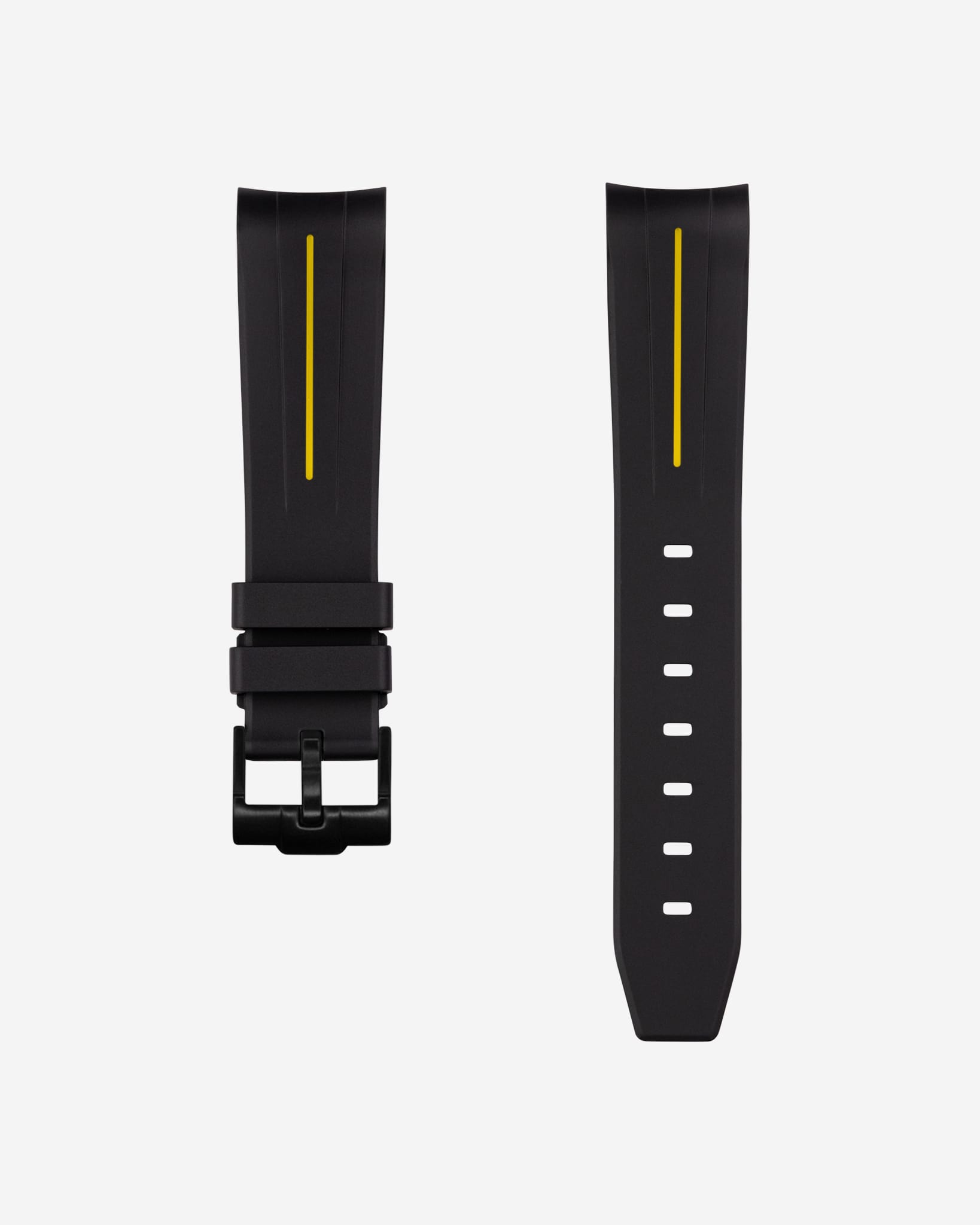 Curved Rubber Strap - Black & Yellow Stripe