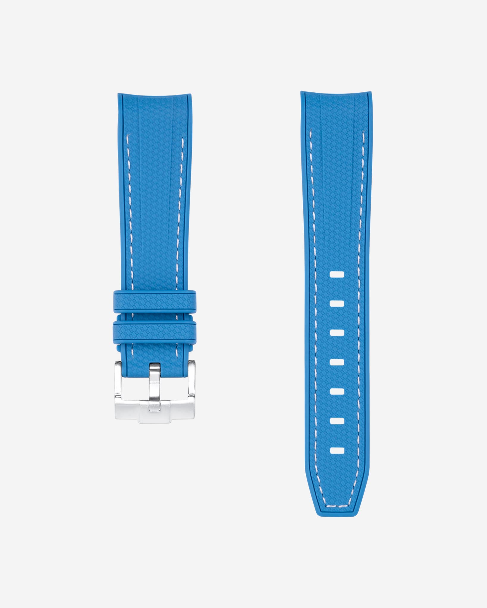 Curved Premium Rubber Strap for Rolex Submariner - Azure Blue Woven