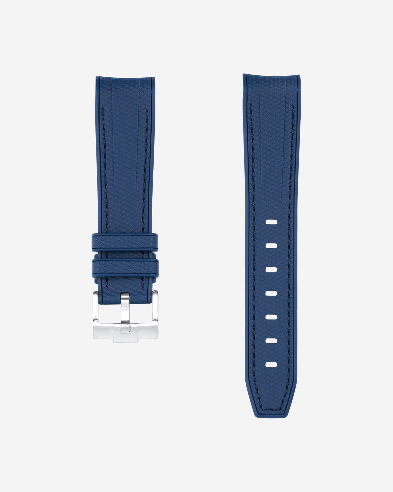 Curved Premium Rubber Strap for Rolex Submariner - Navy Blue Woven