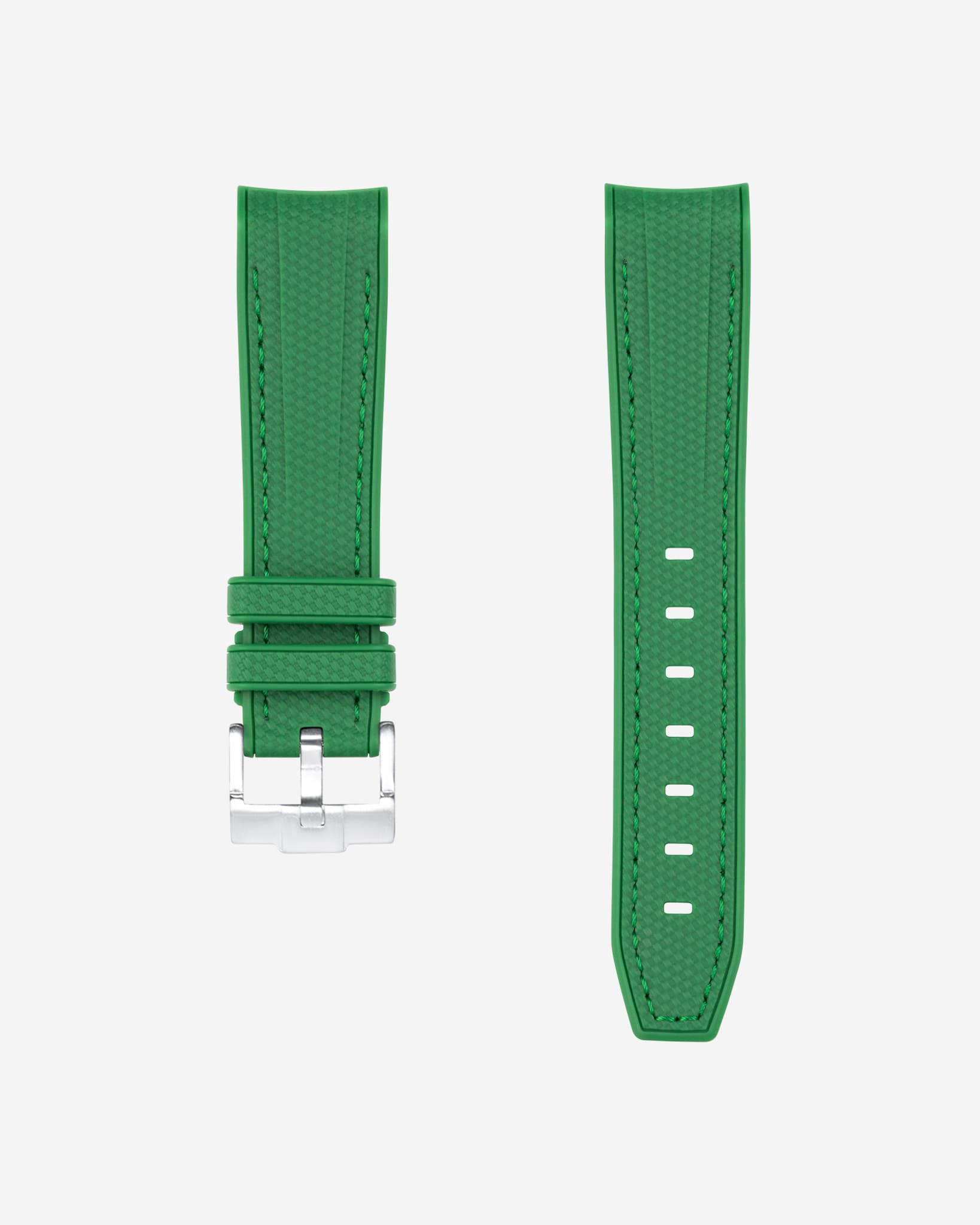 Curved Premium Rubber Strap for Rolex Submariner - Green Woven