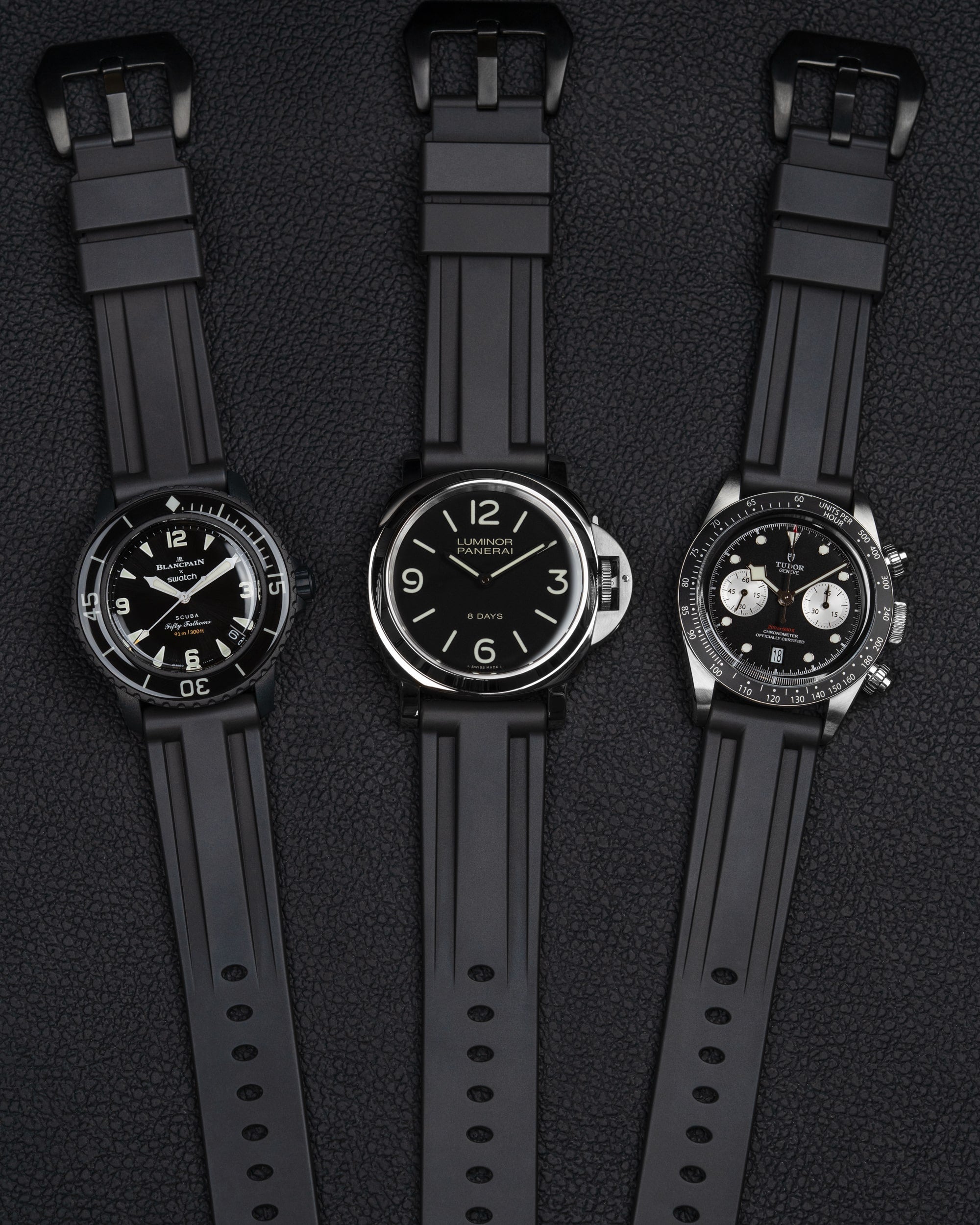 Universal FKM Rubber Strap - Black - 22mm & 24mm