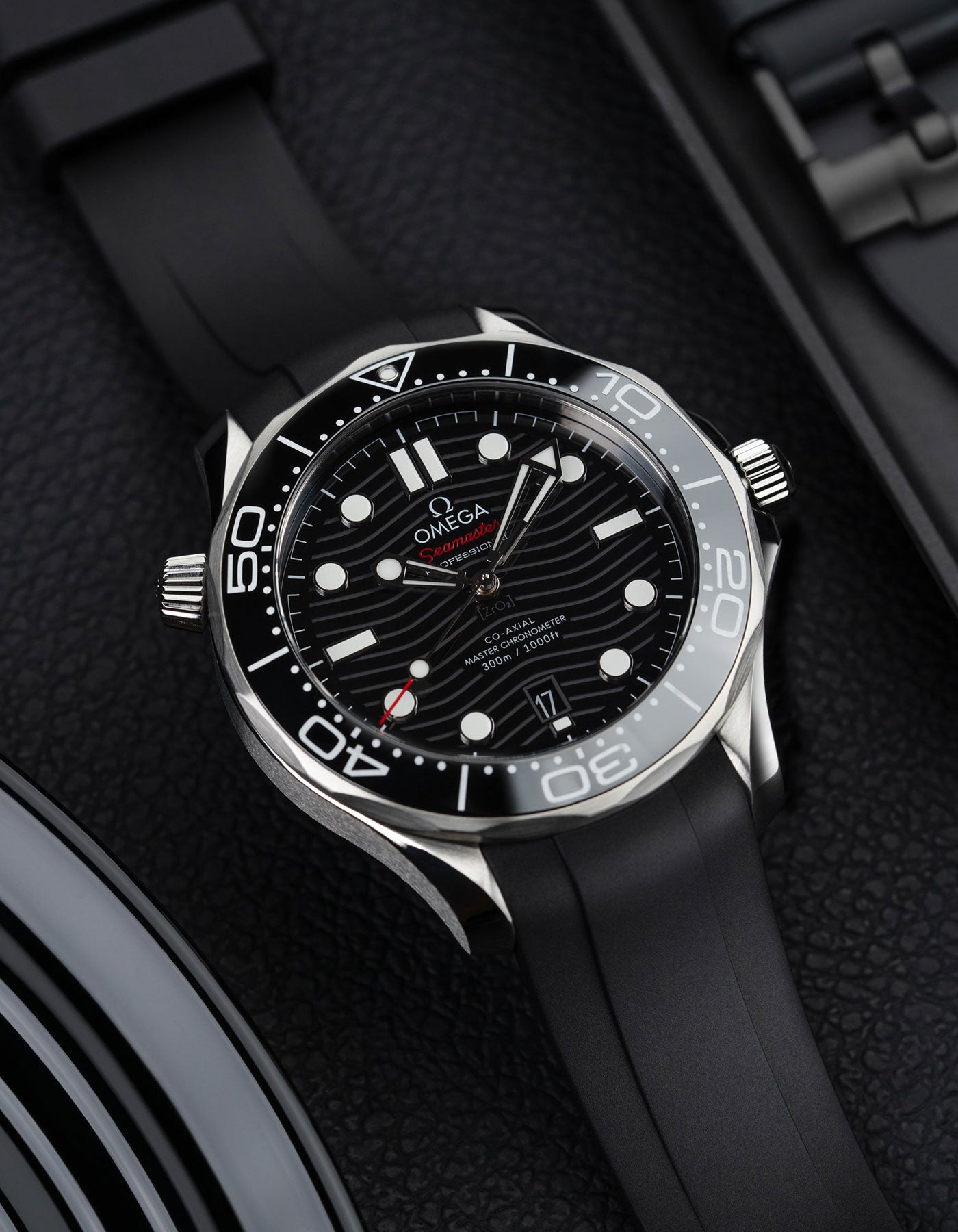 FKM Rubber Strap for Omega Seamaster 300 Diver - Black